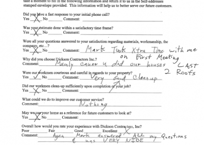 Roofing customer review