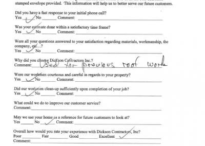 Dickson Contractors Client testimonial