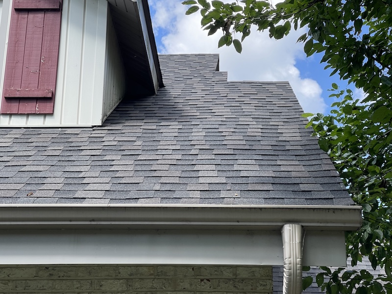 closeup of new GAF Timberline HDZ shingle Roof installed in Deerpark, Illinois